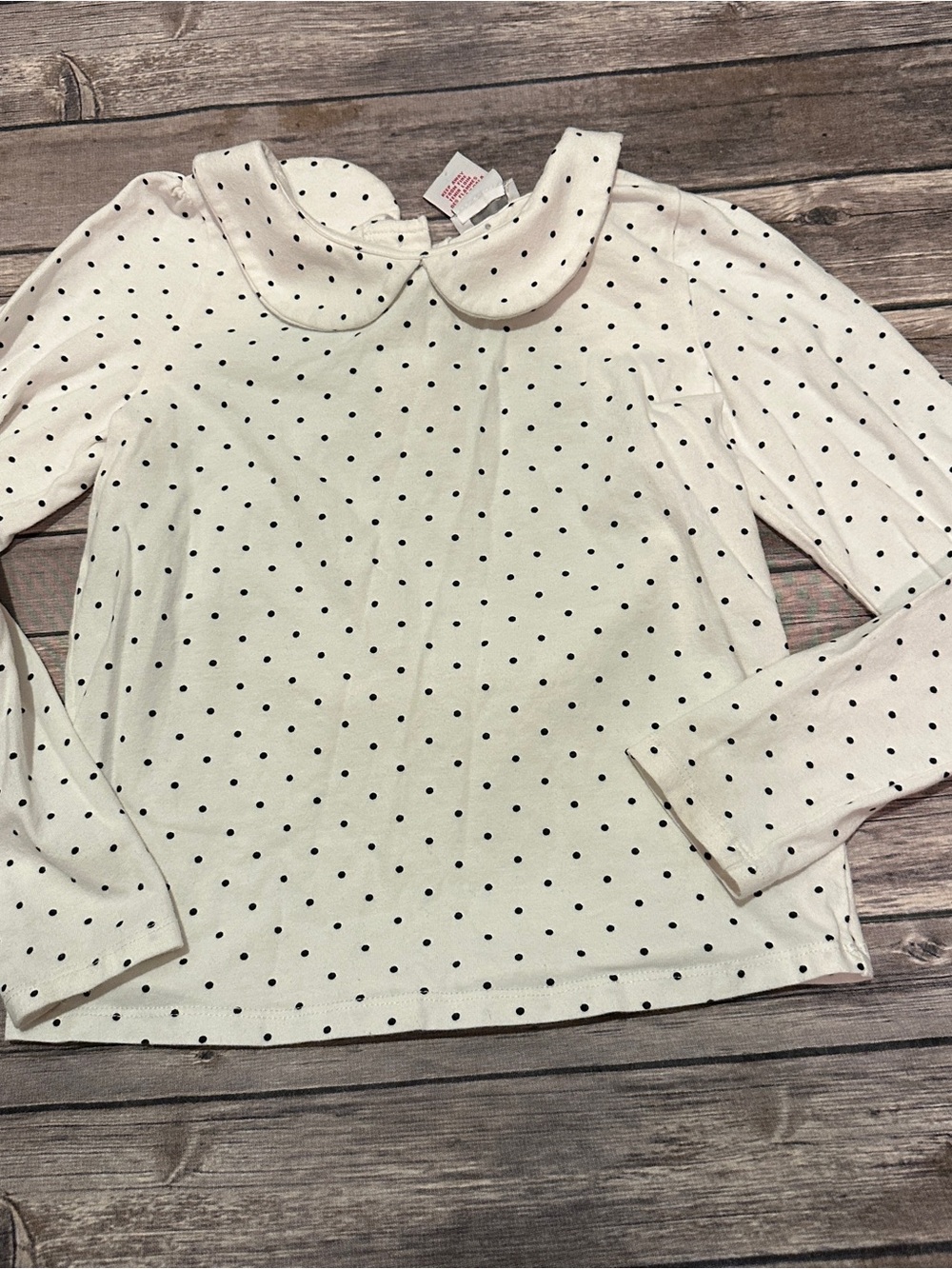 Tahari white with black polka dot long sleeve shirt